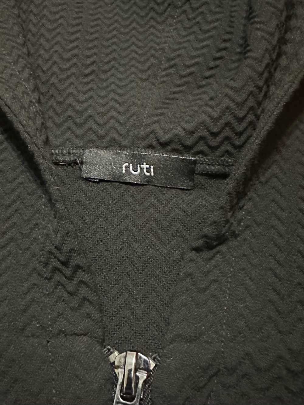 Ruti black textured hooded jacket side pockets size 3 classic M/L - Picture 4 of 12